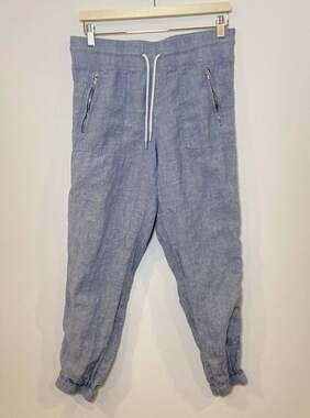 Athleta Cabo Linen Jogger Pants Blue Size 6